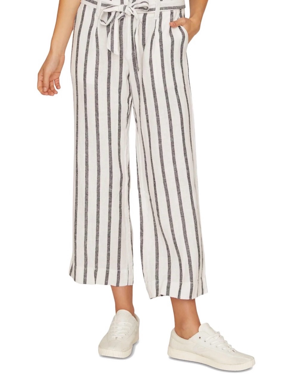 Sanctuary Inland Tie Waist Linen Crop Pants Nwt